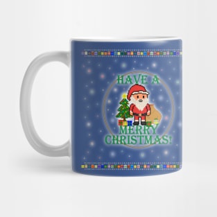 Have A Merry Christmas Santa! (Green Letters on Blue) Mug